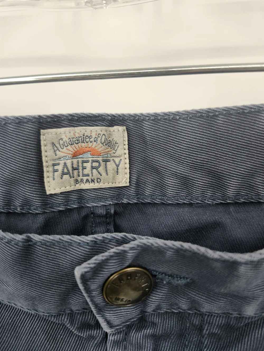 Faherty Jeans Mens 33 Stretch Terry 5 Pocket Blue Regular Straight Denim Pants